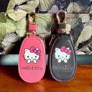 NEW 2-Pc Hello Kitty Bag Charm Coin Purse Keychain - Rose Red and Black